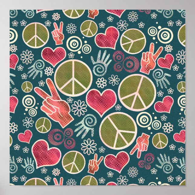 Fredssymbol Hipster Pacifism - signaturutkast Poster (Framsidan)