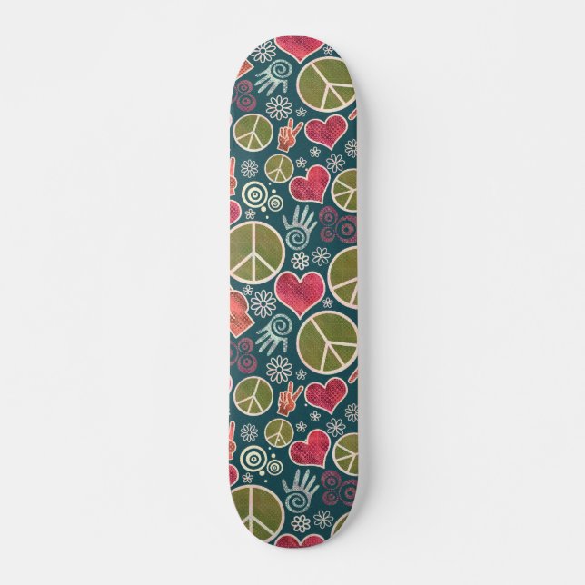 Fredssymbol Hipster Pacifism - signaturutkast Skateboard Bräda 20 Cm (Framsida)