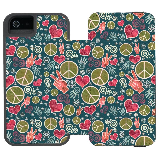 Fredssymbol Hipster Pacifism Tecken Design Incipio iPhone Wallet Skal (Folio Öppen)
