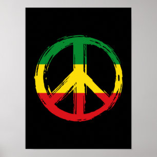Fredssymbol med reggae Färg Poster