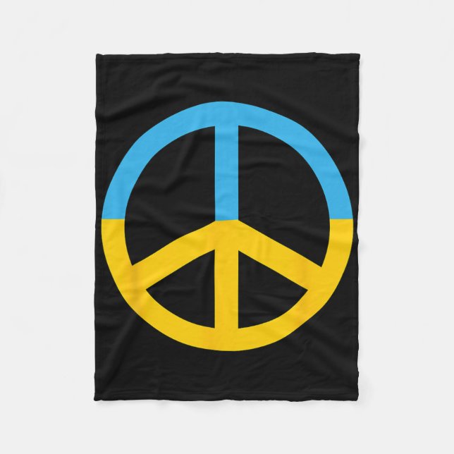 Fredssymbol med ukrainska flaggans färger fleecefilt (Framsidan)