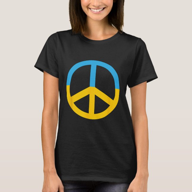 Fredssymbol med ukrainska flaggans färger t shirt (Framsida)