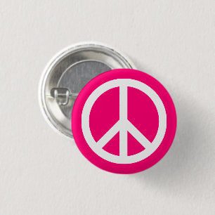 Fredssymbol mot Krig shock rosa och vitt Knapp