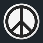 Fredssymbol mot Krig svart vitt enkelt Magnet<br><div class="desc">Fredssymbolen mot Krig svartvit,  enkel magnet. Finns i olika former.</div>