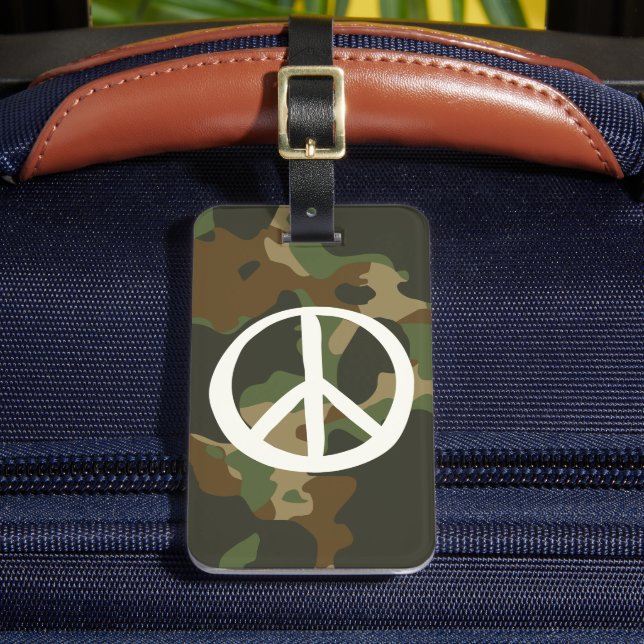 FREDSSymbol Skylt - Hippie Grön Khaki Kamouflage Bagagebricka (Framsida Insitu 2)