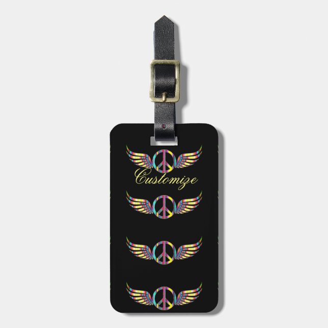 Fredssymbolen Thunder_Cove för Winged Hippie Bagagebricka (Vertikal Framsida)