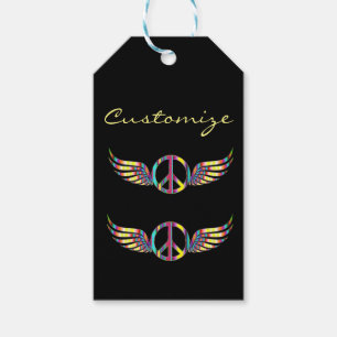 Fredssymbolen Thunder_Cove för Winged Hippie Presentetikett