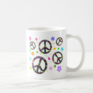 Fredssymboler & blommor kaffemugg