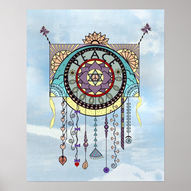 Fredssymboler Kite Dangle Print Poster (Framsidan)