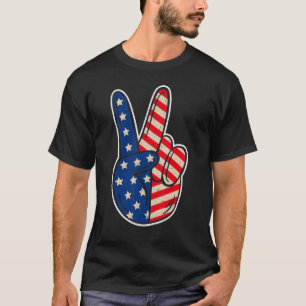 Fredstecken American Flagga Rött vitt blått T Shirt