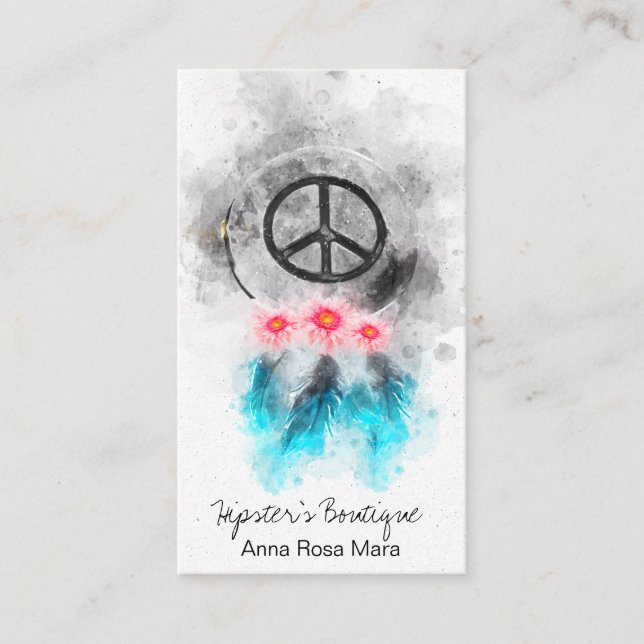 *~* Fredstecken av stamblommor Blommor Grunge Boho Visitkort (Framsida)