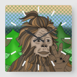 Fredstecken Bigfoot Sasquatch Fyrkantig Klocka