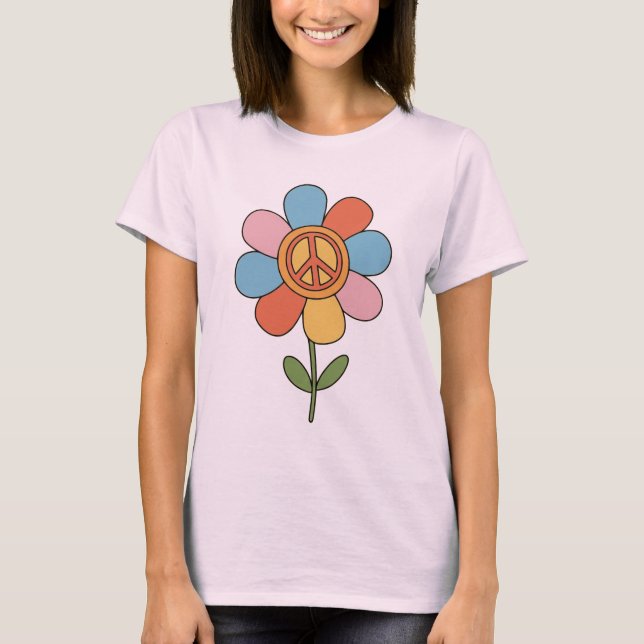 Fredstecken blomma t shirt (Framsida)
