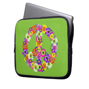 Fredstecken Blommig på Limegrön Laptop Fodral