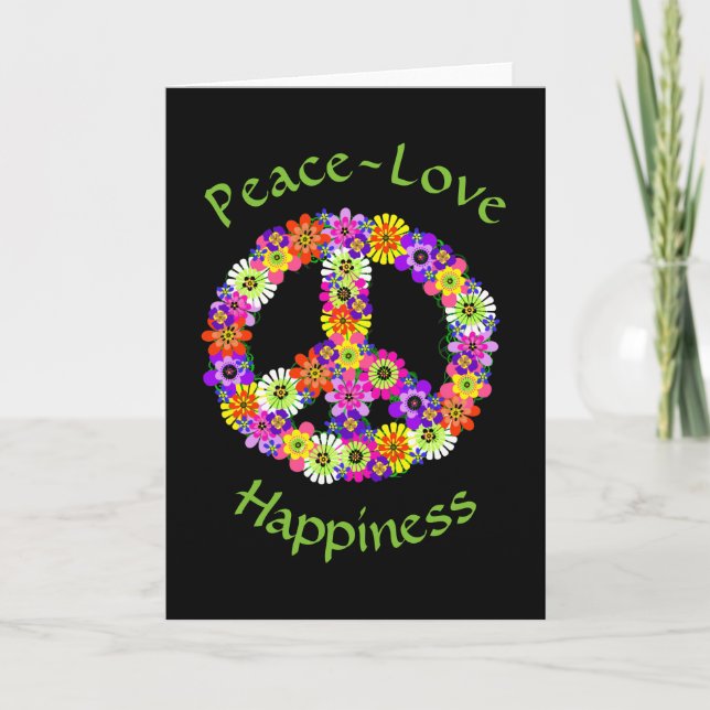 Fredstecken Blommigt Peace Kärlek Happity Card Helgkort (Framsida)