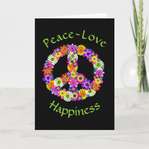 Fredstecken Blommigt Peace Kärlek Happity Card Helgkort