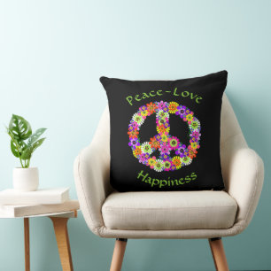 Fredstecken Blommigt Peace Kärlek Happity Kudde