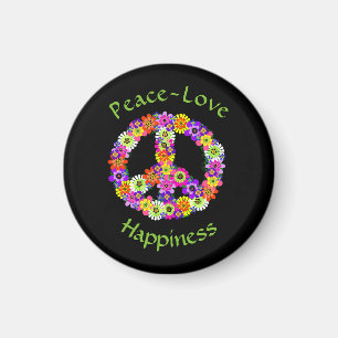 fredstecken Blommigt Peace Kärlek Happity Magnet