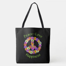 Fredstecken Blommigt Peace Kärlek Happity Tote Bag