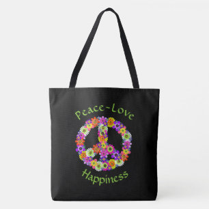 Fredstecken Blommigt Peace Kärlek Happity Tote Bag Tygkasse
