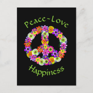 Fredstecken Blommigt Peace Kärlek Happity Vykort