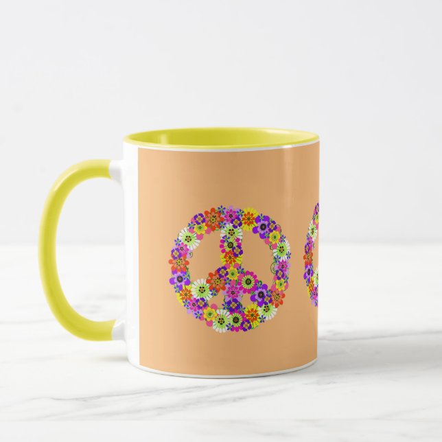 Fredstecken Blommor på Persika Mugg (Vänster)