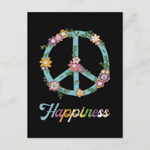 fredstecken Flowers Colorful Happie Hippie Vykort