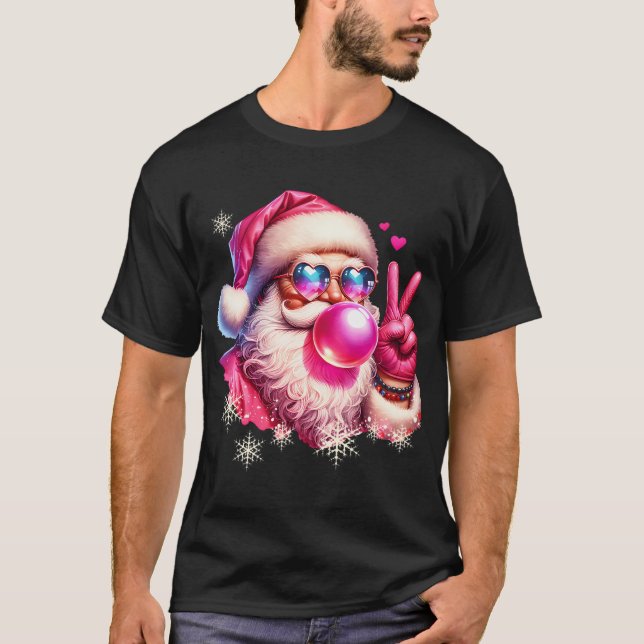 Fredstecken för Bubble Coola för Retro Jultomten T Shirt (Framsida)