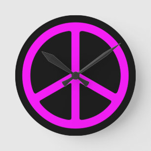 Fredstecken för Rosa av smala på Black Wall Clock Rund Klocka