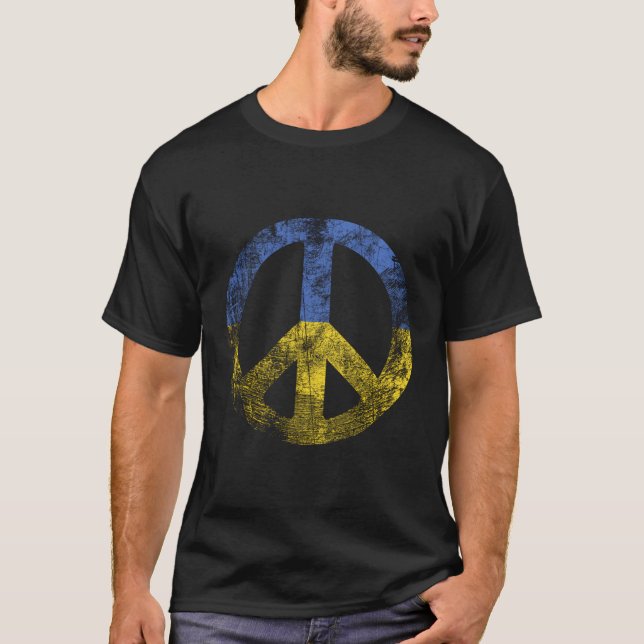 Fredstecken för ukrainskt Flagga T Shirt (Framsida)