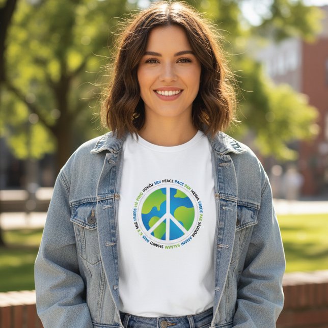 Fredstecken Globe Typography Tee Shirt (Skapare uppladdad)