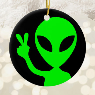 Fredstecken Grön Alien Julgransprydnad Keramik