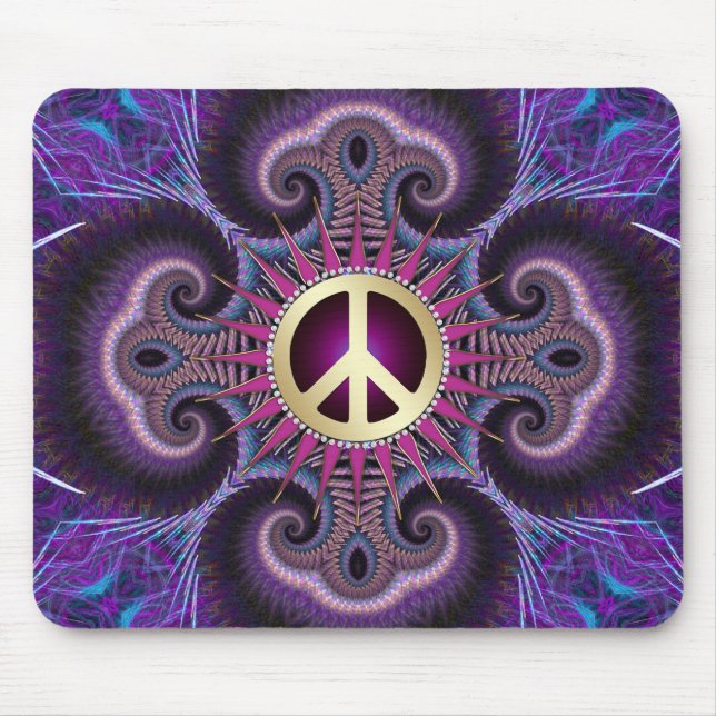 Fredstecken Groovy Fractales Lila Mousepad Musmatta (Framsidan)