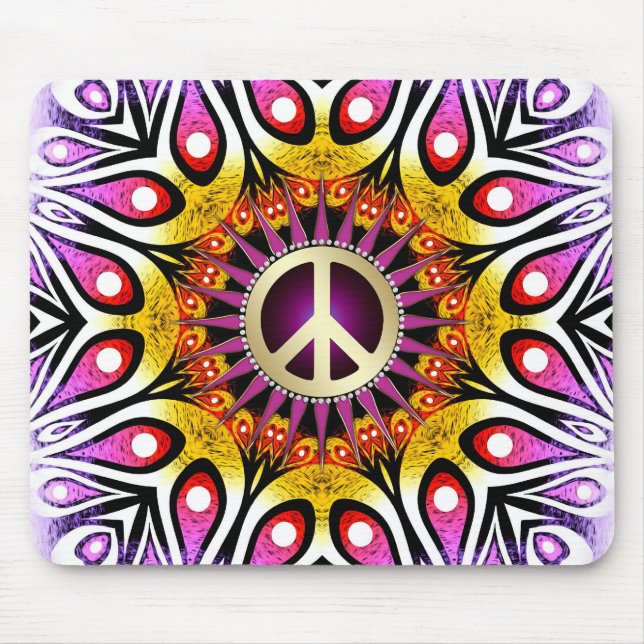 Fredstecken Groovy Lila Rosa Mousepad Musmatta (Framsidan)