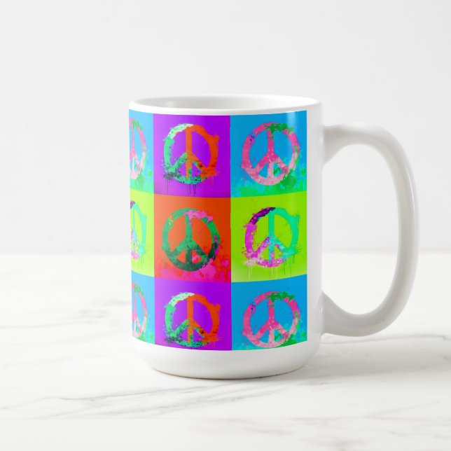 Fredstecken groovy tie dye graffiti sprejmålningsk kaffemugg (Höger)