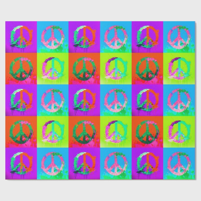 Fredstecken groovy tie dye graffiti sprejmålningsk presentpapper (Platt)
