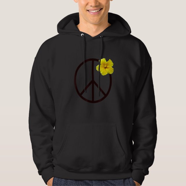 Fredstecken Gult Hibiscus Flower Hoodie (Framsida)