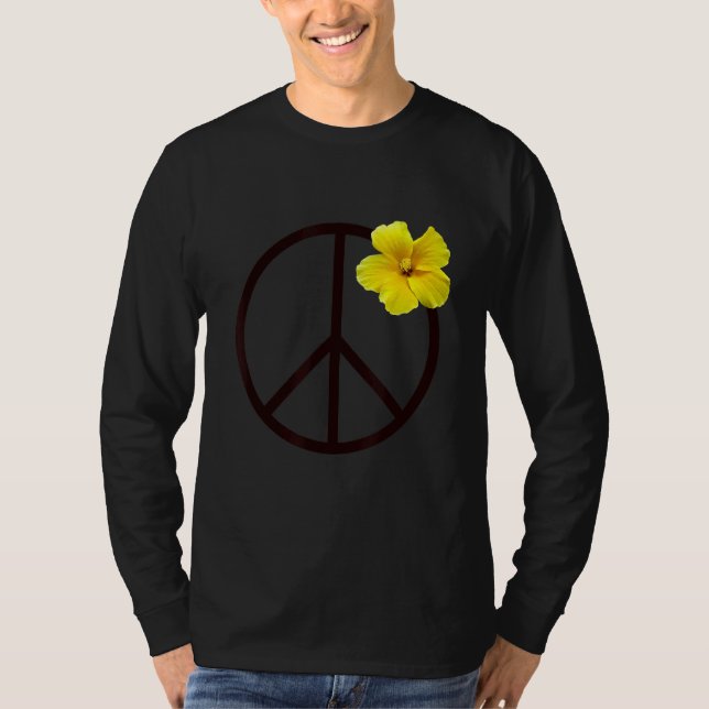 Fredstecken Gult Hibiscus Flower T Shirt (Framsida)