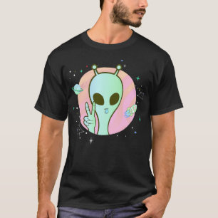 Fredstecken Hand Planet Stars UFO-Coola Trippy Grö T Shirt