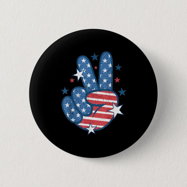 Fredstecken Hand USA Flagga 4:e Juli Patriotiska M Knapp (Framsida)
