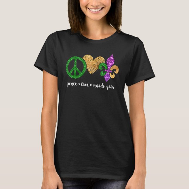 Fredstecken Heart Fleur De Lys Hippie Peace Kärlek T Shirt (Framsida)