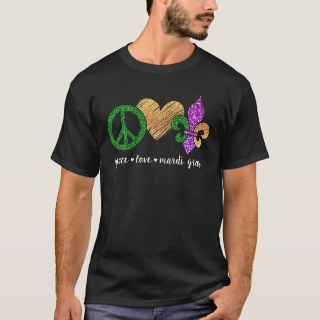 Fredstecken Heart Fleur De Lys Hippie Peace Kärlek T Shirt (Framsida)