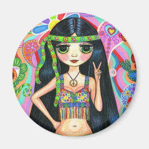 Fredstecken Hippie Girl Magnet