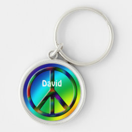 Fredstecken Hippie-Personlig Rund Silverfärgad Nyckelring