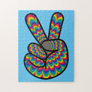 FREDSTECKEN HIPPIE PSYCHEDELIC FÄRG JIGSAW PUZZLE PUSSEL
