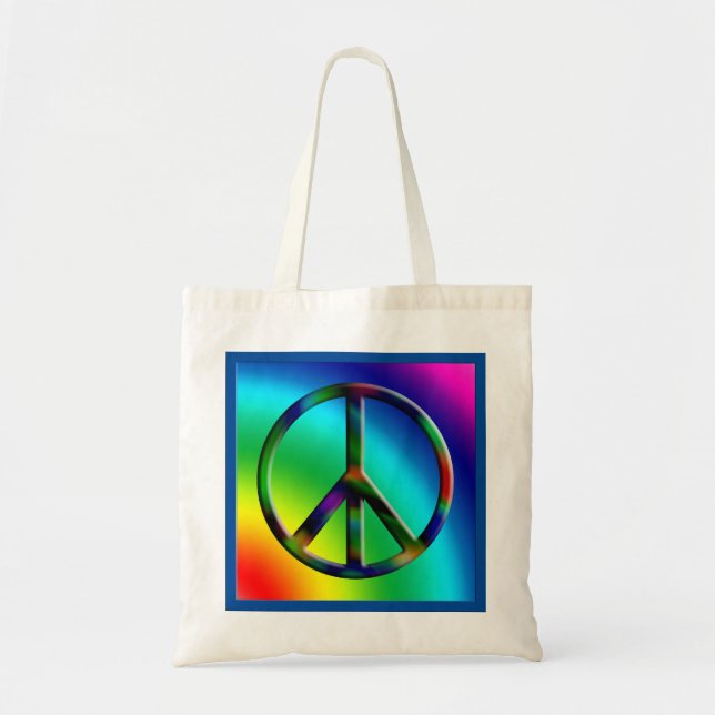 Fredstecken Hippie Tote Bag Tygkasse (Framsidan)