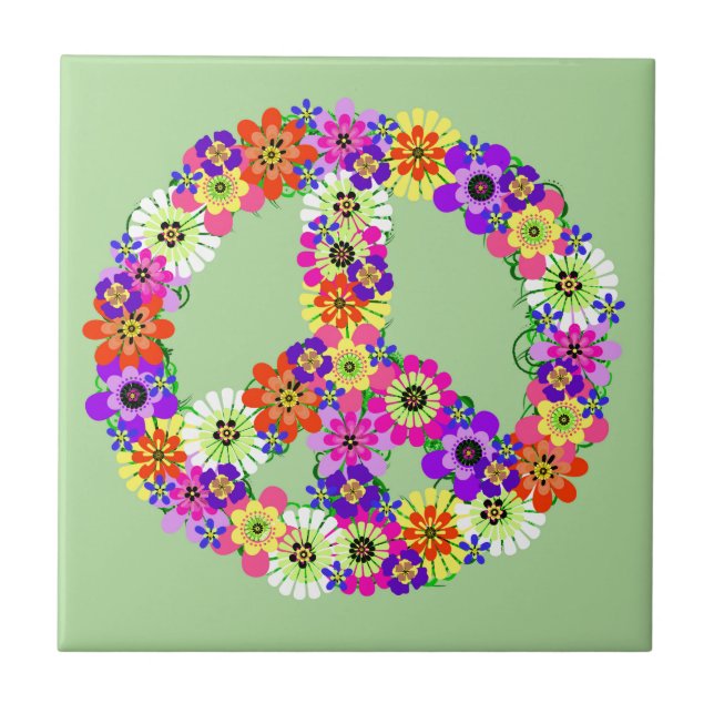 Fredstecken i blommor kakelplatta (Framsidan)