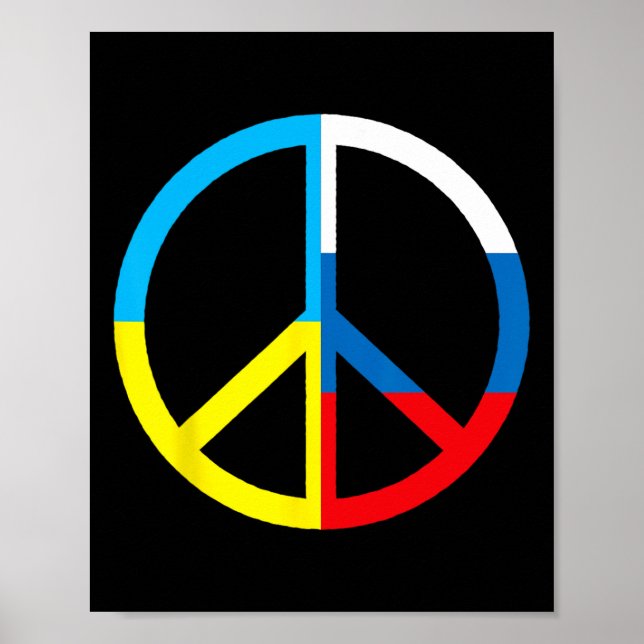 Fredstecken i Ukraina och rysk flagga - Världsfred Poster (Framsidan)