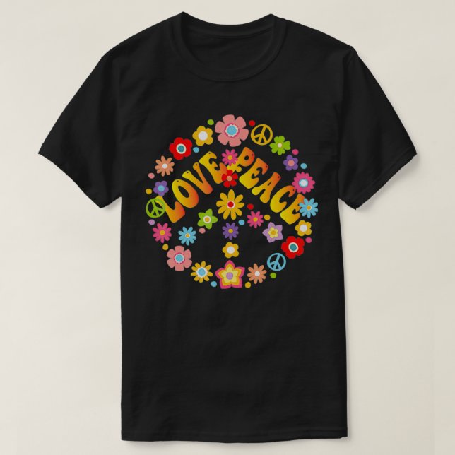FREDSTECKEN KÄRLEK 1960-talet, Tie Dye Groovy Hipp T Shirt (Design framsida)