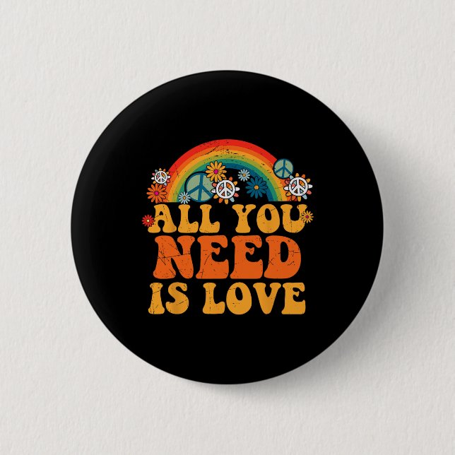 FREDSTECKEN KÄRLEK 60 s 70: Tie Dye Hippie Costume Knapp (Framsida)